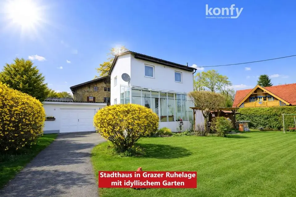 Grünoase in Graz-West: Der Traum vom Eigenheim auf 748 m2 Grund, 4 Zimmern, großem Keller, Parkgarage und Fernwärmeheizung! Optional sogar mit Fußbodenheizung!